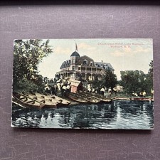 LODGING POSTCARD Old image Chautauqua Hotel Lake Madison SD Classic Rowing Boats picture