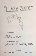 1980 Plaza Suite Playbill Program Spotlighters PA Community Theater Glah Bros Ad picture