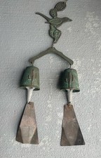 Vintage Harmony Hollow Double Bronze Wind Bell Saguaro Cactus Hummingbird Soleri picture