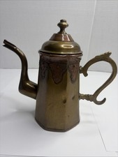 VINTAGE HANDMADE MOROCCAN COPPER & BRASS TEAPOT KETTLE picture