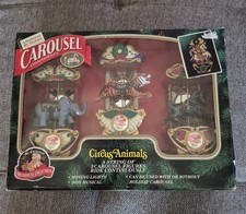 VTG NEW IN BOX Mr Christmas Carousel Ornaments Circus Animals Moving Lights 1993 picture