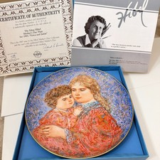 Vtg 1985 Knowles Edna Hibel Mothers Day Collector Plate Erica and Jamie Box COA picture