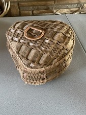 Antique 1930’s German Wicker Woven Sewing Basket W/satin Lining picture