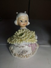 Title: Vintage Lefton November Birthday Angel Figurine 489 Mums Topaz Japan 4