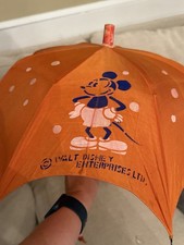 Rare 1930s Walt Disney Mickey Minnie Mouse Child’s Parasol Umbrella Japan picture