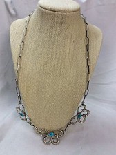 Beautiful Vtg Native American sterling 925 Turquoise Necklace picture