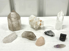 MIXED CRYSTAL LOT 9 PIECES SMOKEY QUARTZ APOTHOLYTE STILBRITE PHANTOM POINT CRYS picture