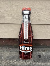 Vintage Original Hires Root Beer Bottle Thermometer Advertising Metal Sign 29x8 picture