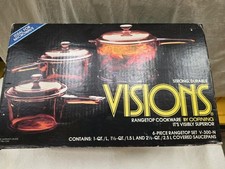 VINTAGE 1986 SEALED VISIONS 6 PIECE RANGETOP COOKWARE SAUCEPAN SET V-300-N picture