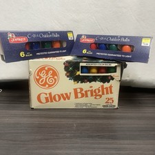 VTG GE Glow Bright Christmas Lights 25 Ct Indoor Outdoor C7 Bulbs USA 1980s NOS picture