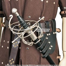 Medieval Renaissance Frog Black Genuine Leather Rapier Sword Holder Right Handed picture