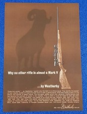 1964 VINTAGE WEATHERBY MARK V BOLT ACTION RIFLE ORIGINAL FIREARM COLOR PRINT AD picture