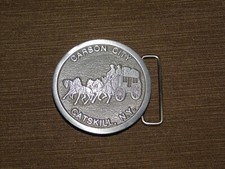 VINTAGE SOUVENIR CARSON CITY CATSKILL NY METAL BELT BUCKLE NEW OLD STOCK picture