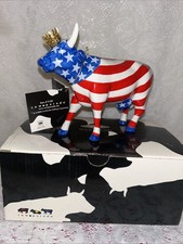 Westland Cow Parade #9189 American Royal Figurine 2001 Patriotic Red White Blue picture