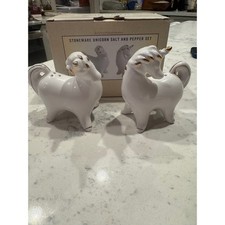 Cracker Barrel Stoneware Unicorn Salt and Pepper Shaker Set White Gold Exclusive picture