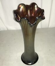 Northwood carnival glass vase. Fine Rib. 10 inch. picture