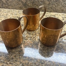 ANTIQUE OR VINTAGE COCK N BULL MOSCOW MULE SOLID COPPER MUG CUP VERY HEAVY 3 PCs picture