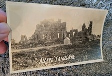 RPPC Postcard  Photo Albert France Cathedral WWI Bombing from Railway Bridge picture