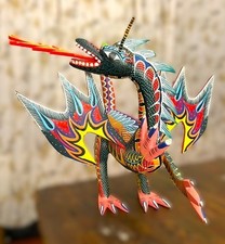 AUTHENTIC OAXACAN ALEBRIJE FIRE-BREATHING WINGED DRAGON BY PEPE SANTIAGO- 14