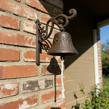 Large Vintage Cast Iron Wall-Mounted Dinner Bell for Home and Farmhouse Decor picture