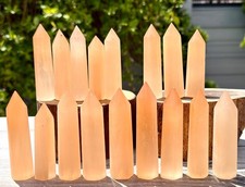 Wholesale Lot 2 Lb Natural Peach Selenite Aka Satin Spar Obelisk Tower Point picture