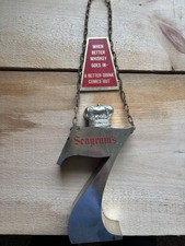 Seagram's 7 Crown Hanging Advertising Sign w/ Chain Silver/Red picture