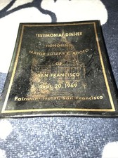Vtg 1969 Mayor Joseph Alioto San Francisco Fairmont Hotel Testimonial Ashtray picture