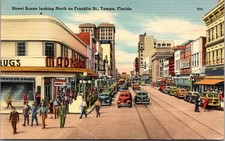 Street Scene Looking North Tampa FL Vintage Postcard TP14-25 picture