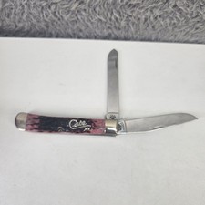 Case XX Trapper Pocket Knife 6254 SS Cranberry Jigged Bone 2001 Silver Script picture