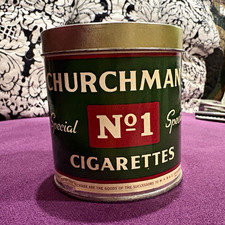 Churchman's No. 1 Special Cigarettes Round Tin Can. picture
