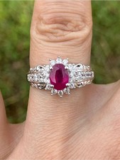 Genuine Ruby Sterling Silver Ring Size 7 picture