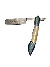 Damascus Steel Straight Razor Cut Throat Barber Salon Shaving Razor Vintage Horn picture