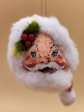 VINTAGE ANNALEE '89 Mobilitee HANGING CHRISTMAS ORNAMENT SANTA HEAD 1981 picture