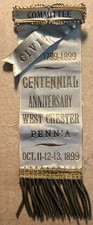 1799-1899, West Chester Pa, Centennial Anniversary Ribbon, Committee, Civic picture