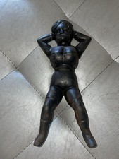 Antique Original Naughty Nelly Boot Jack Door Stop Nellie Cast Iron Burlesque picture