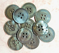 11 Vtg Cleaned & Polished Minimalist Smoky Gray Black Pearl Shell Buttons 15/16