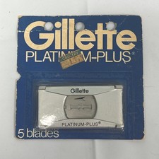 Vintage 1980s Gillette Platininum Plus Razor Blades Un-opened sealed Pack of 5 picture