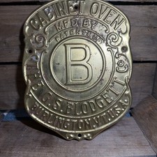 Antique Brass G.S. Blodgett Cabinet Oven Badge Sign Nameplate Burlington VT picture