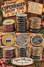 Vintage Copenhagen Tobacco Tin Lot of 9 Empty Snuff Long Cut Black Collectible picture