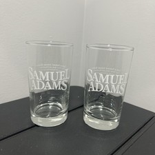 Vintage Set of 2 Samuel Sam Adams Beer Tasting Clear Glass Tall Step Three 3 picture
