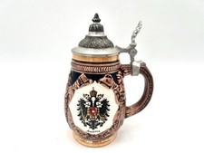 Austrian Beer Stein Pewter Lid Austria Coat of Arms Ceramic Mug picture