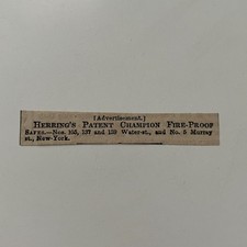 Herring's Patent Champion Fire-Proof Safes New York 1857 Clipping TAJ5-S33 picture