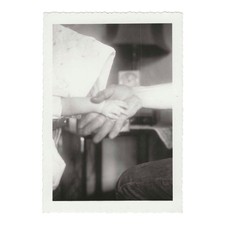Vintage Snapshot Photo Tiny Hand Held In Larger Hand 1950s Vernacular Photograph picture