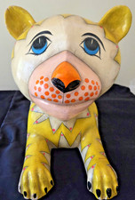 VTG. X-LARGE SerMel Sergio Bustamante SIGNED Paper Mache Tiger **FLAT SHIPPING** picture