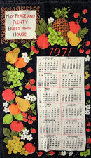 Vintage Linen Kitchen Dish 1971 Calendar Towel Fruit 