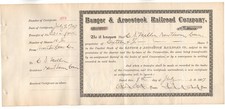 RARE BANGOR and AROOSTOOK RAILROAD STOCK CHARLES SANGER MELLEN SIGNED 1907 picture