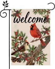 Welcome Winter Garden Flag Christma Cardinal Birds Yard Flag 12x18 Inch Double s picture