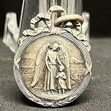 by Exbrayat France 1920´ antique Guardian Angel Art Nouveau design beauty medal picture