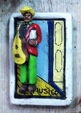 Clay Loteria #32 El Musico Musician by Rafael Pineda Mexican Board Game Folk Art picture