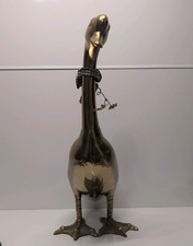 Vintage Large Brass Porch Goose Figurine Geese 25 1/2
